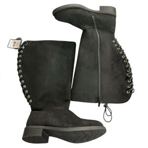 Cherokee Women's Black Lace-Up Boots with Side Zipper